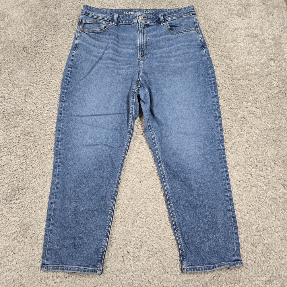 American‎ Eagle Women’s Mom Jeans Stretch Blue Denim Size 14 Short Casual